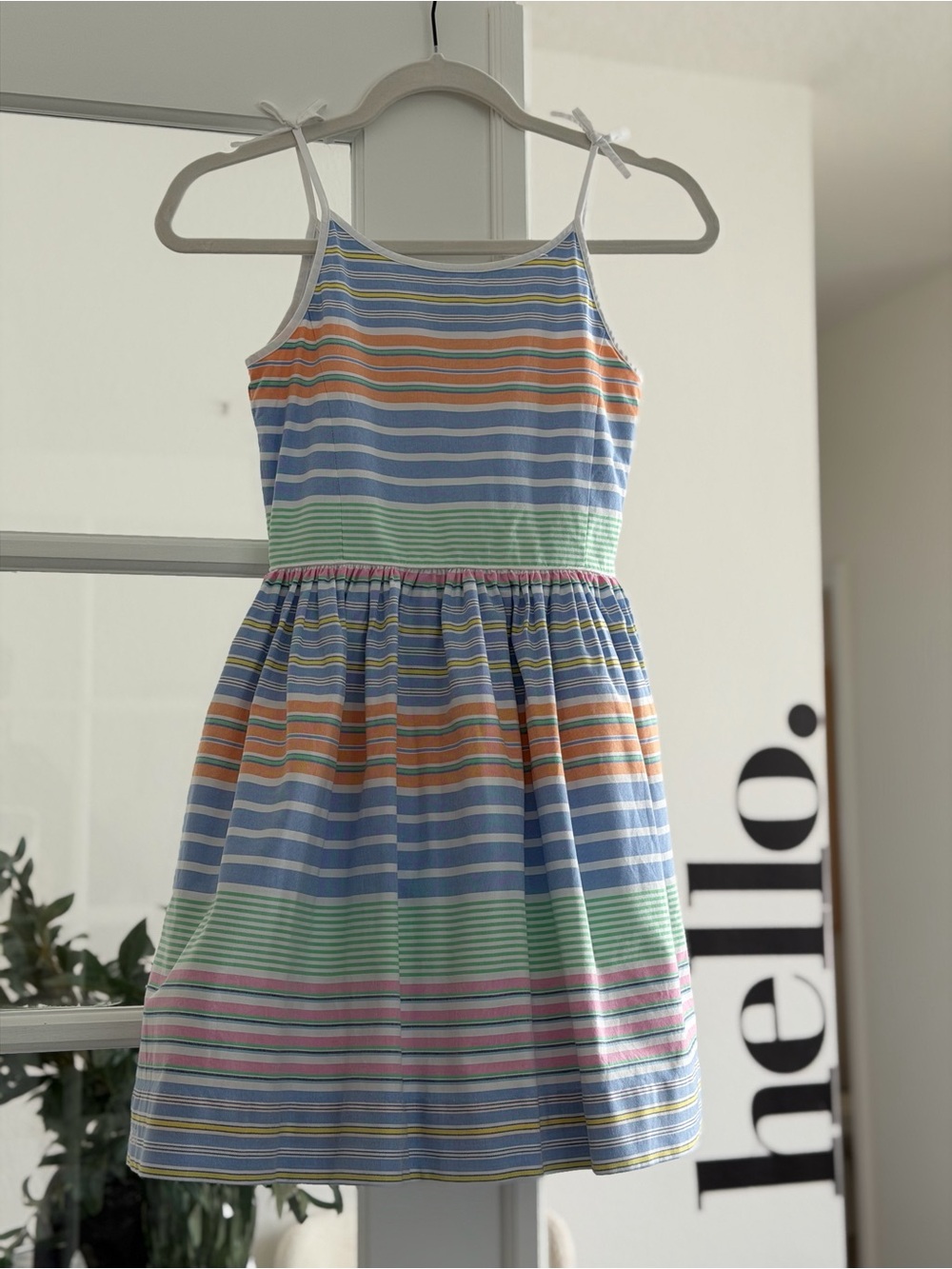 Polo by Ralph Lauren Pastel Striped Tie-Shoulder Dress